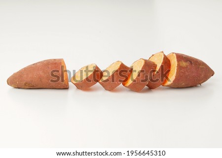 Sweet potato cut on white background