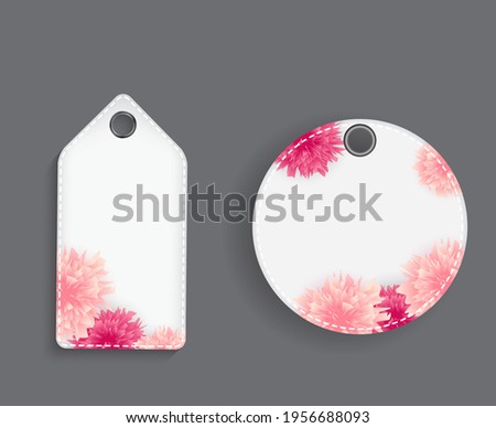 Abstract Label Price Template with chamomile pink flower. Vector Illustration