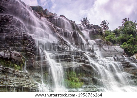 The close up view of Cigangsa Waterfall, Sukabumi