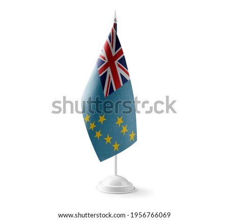 Small national flag of the Tuvalu on a white background