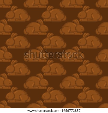 Chocolate bunny pattern seamless. Rabbit made of chocolate background. Sweetness texture
