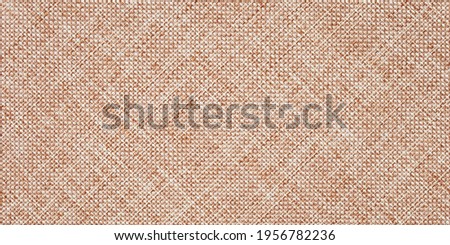 Burlap texture, canvas cloth, light brown woven rustic bagging. Natural hessian jute, beige textile texture. Linen fabric pattern. Threads background. Sackcloth surface, sacking material. Royalty-Free Stock Photo #1956782236