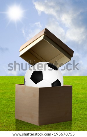 Soccer in the open box, Gift box concept