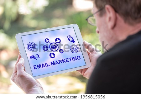 Tablet screen displaying an email marketing concept