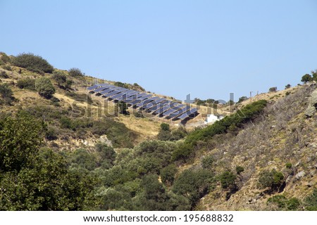 Solar pannels in mountain in greece