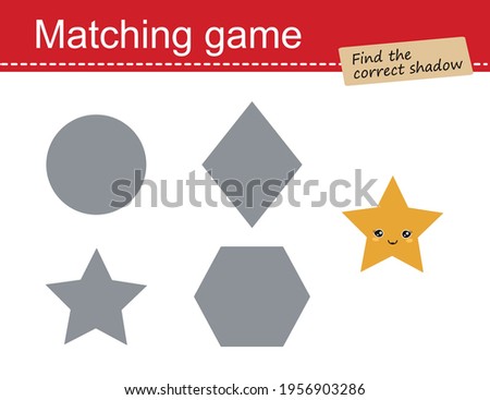 Matching game for children. Geometric shapes, star. Cartoon flat style. Vector illustration