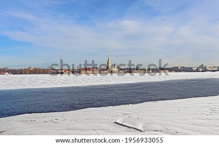 Ice drift on the river in spring