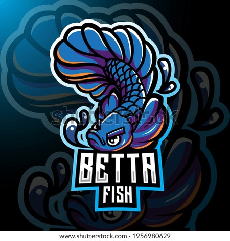 Betta fish esport mascot logo