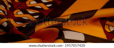  silk bright fabric Mosaic geometric shapes Composition with colorful stained glass Grid design Illustration red yellow brown colors