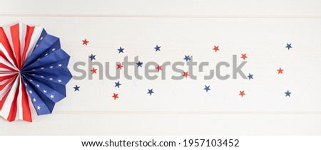 4th of July holiday banner design. USA theme paper fans. Independence, Memorial Day pinwheels