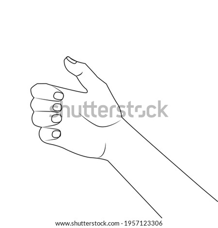 Finger Spelling Letter. Finger Spelling the Alphabet in American Sign Language hands gesture. American Sign Language Recognizer. Human hand with fingers clenched into fist Vector IllustrationLine Draw