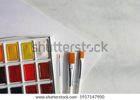 Beautiful watercolor paints on light background