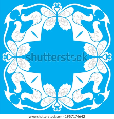 blue background with square white abstract pattern