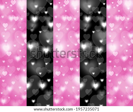 Black pink heart bokeh background