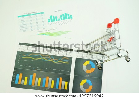 trolley charts on financial statements. Business and financial concepts