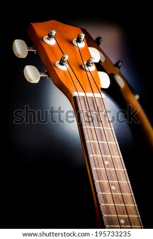 close up and focus at ukulele neck