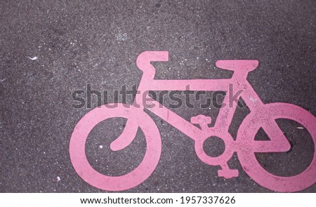 Symbol of bike lane on the road.