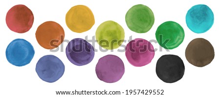 Water Colour Circle. Graphic Dots Splatter. Art Drops on Paper. Brush Stroke Water Colour Circle. Circular Hand Paint Shapes. Isolated Rounds Background. Ink Splash. Vector Water Colour Circle.