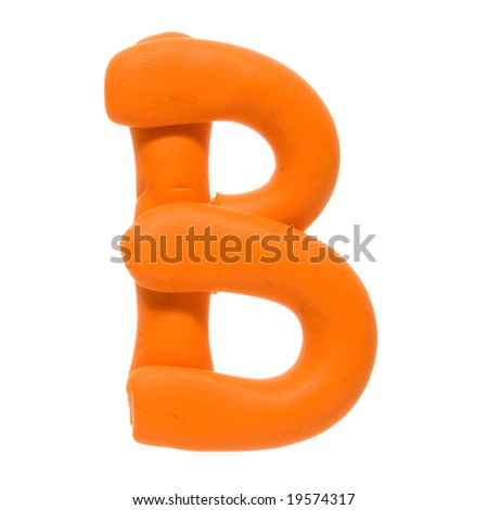 Colour plasticine letter isolated on a white background - orange B