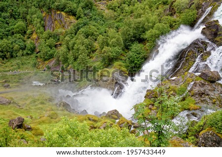Waterfall in Norway - Jostedalsbreen National Park - Europe travel destination - 13th of July 2012
