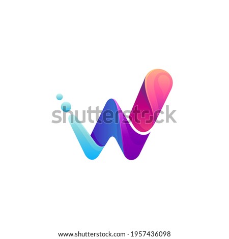 Wave letter W logo design template ready for use with gradient color
