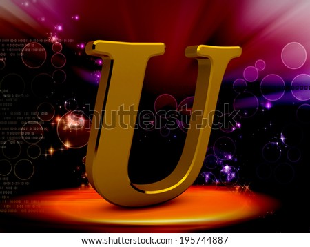 3d yellow letter U isolated digital background 