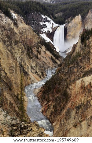 Water fall at Artist Point, Yellowstone national park, USA