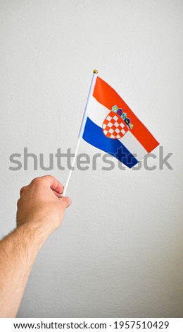 Croatia hand flag waving on white background