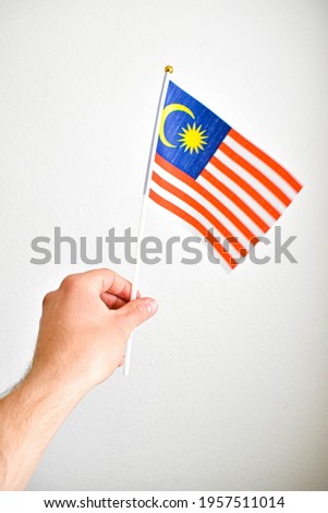 Malaysia hand flag waving on white background
