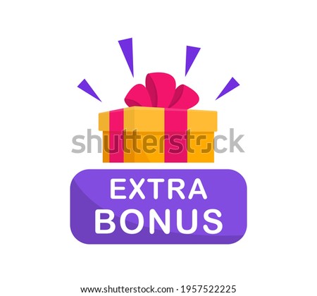 Extra bonus label banner. Modern banner with surprise gift. Web template for promotion. Bonus icon. Vector illustration. Royalty-Free Stock Photo #1957522225