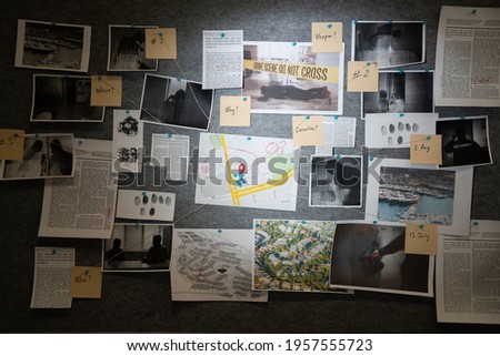 Police Investigation Board And Crime Victim Information Royalty-Free Stock Photo #1957555723