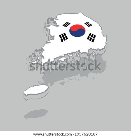 Isolated 3d map with the flag of South Korea - Vector illustration