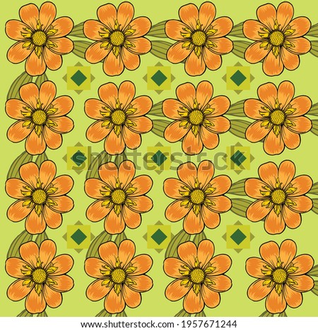 Dahlia floral design and seamless pattern. Hand drawn flower vector design elements design for paper, fabric, interior decor, fill, cover, wallpaper, wrapping paper. Vector illustration