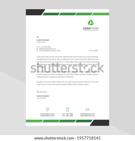 Modern company letterhead template for your project. Business style letterhead design.