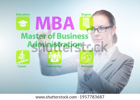 Businesswoman in Master of business administration concept