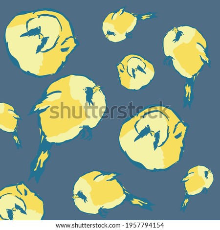 Bird pattern blue and yellow colour 