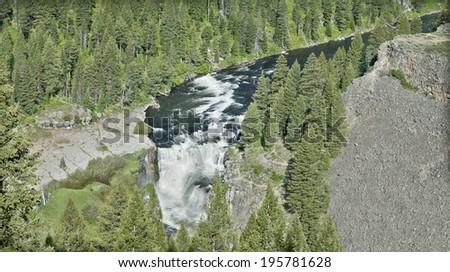 The Lower Mesa Falls on the Henry's Fork of the Snake River in Idaho. Royalty-Free Stock Photo #195781628