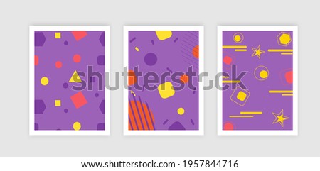 Modern artistic cards design template. Set of abstract background designs - summer sale, social media promotional content. Colorful trendy shapes
