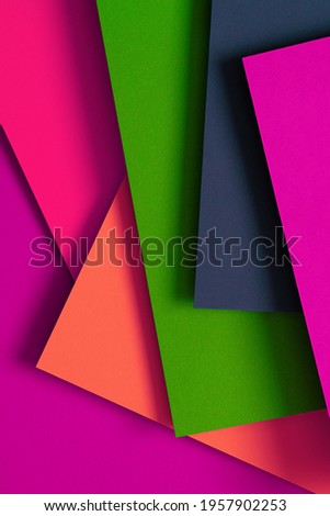 Multicolored set of paper. Abstract geometry composition background.