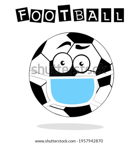 Football with medical mask. Football ball soccer ball vector template illustration. During football matches all parties must wear masks as a form of personal protection from the current covid-19 virus