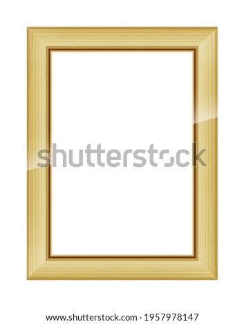 Gold frame for picture or photo, frame for a mirror isolated on white background. With clipping path