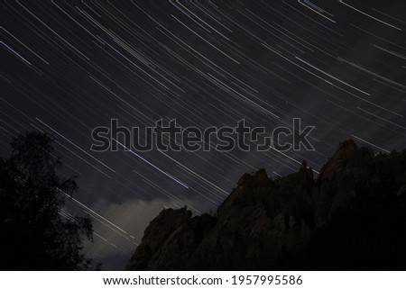 Night photo of the Takmak Rock in the Stolby Nature Reserve Russia