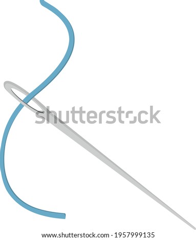 Vector illustration of sewing needle and thread emoticon Royalty-Free Stock Photo #1957999135