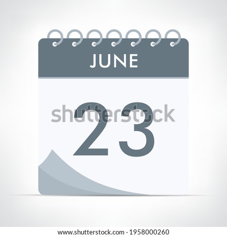 June 23 - Calendar Icon - Vector Illustration. Gray calendar.