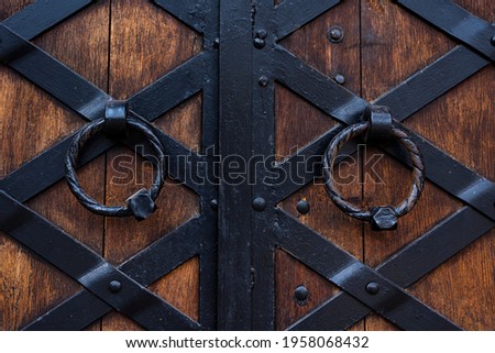 The old gate of the castle. Vintage type doors.
