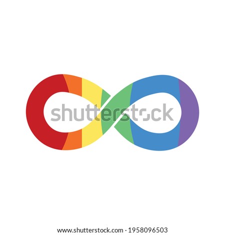 Infinity rainbow symbol with block colors. Autism pride symbol vector illustration. infinity sign in rainbow spectrum colors. Neurodiversity awareness and acceptance. 