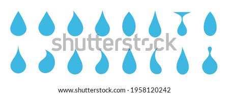Water drop blue icon shape. A set of drops for the design. Element of nature. Natural clean water from lakes. A drop in the sea and in the ocean.