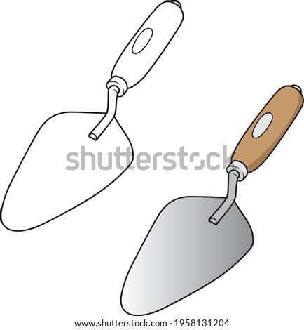 brick trowel  line vector illustration isolated on white background.