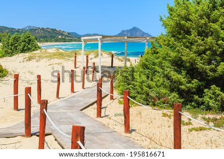 Walking path to Costa Rei beach, Sardinia island, Italy