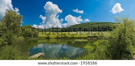 panoramic photo nature wood lake